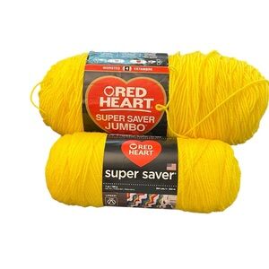 Red Heart Yarns Super‎ Saver Lot Of 2 Bright Yellow 14 Oz Jumbo And Reg 7 Oz New